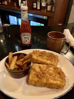 Build your own plate: combine 3 sides; I did 2 chicken fried tofus and 1 Georgia hot fry  at South Kitchen & Bar in Athens