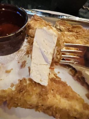 Really good crispy outside for the chicken fried tofu, but it was REAL thicc and the skin to thiccness ratio was off (to me)  at South Kitchen & Bar in Athens