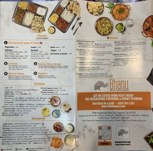 Updated Menu  at Bhanu's Indian Grocery and Cuisine in San Gabriel