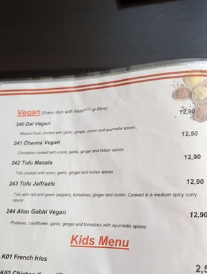Vegan menu #Veganuary at Namasto - Indische Spezialitäten in Jena