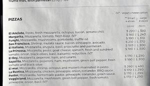 Pizza menu   at La Rustica  in Punta De Mita