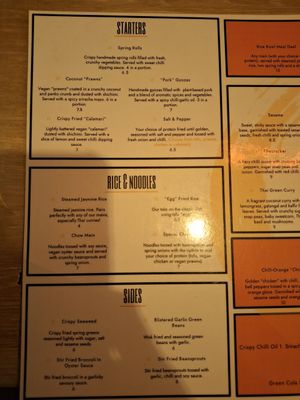 Menu 1/3 at Zen Vegan in South West London