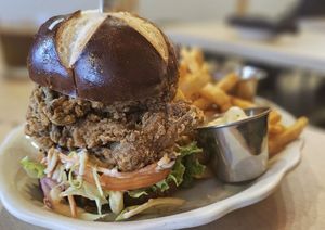 Kingfish fried mushroom sandwich at Alice & Friends at The Glen in Glenview