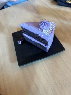 Ube cake.   You look good in purple    at Alice & Friends at The Glen in Glenview