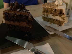 Chocolate and carrot cakes at Alice & Friends at The Glen in Glenview