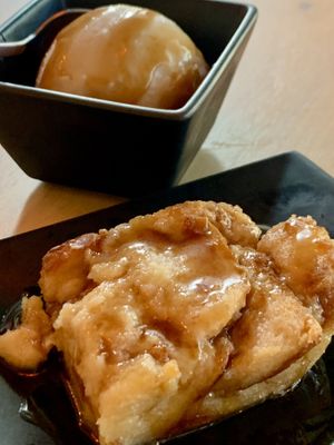 Bread Pudding with vanilla ice cream and caramel sauce (special that day; not on regular menu)   at Alice & Friends at The Glen in Glenview