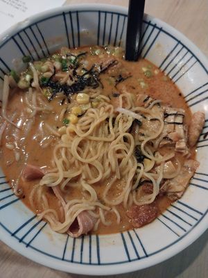 Sesame Miso Ramen (w/ bacon) at Alice & Friends at The Glen in Glenview