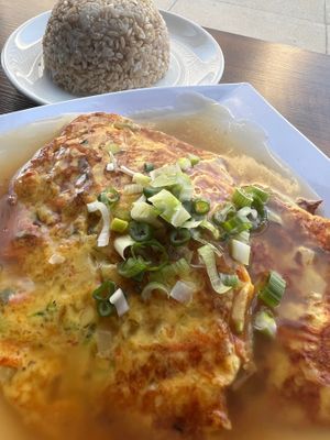 Egg foo young at Alice & Friends at The Glen in Glenview