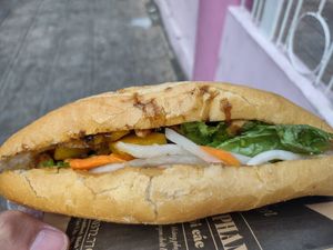 Tofu, cashews with pineapple the only vegan choice at Banh Mi Phan in Nha Trang