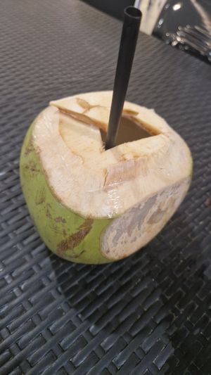 They have cold coconut. Unfortunately they wrap it in plastic + plastic straw at Vegegan in Kuta