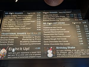 Menu at Shakeno8 in Columbus