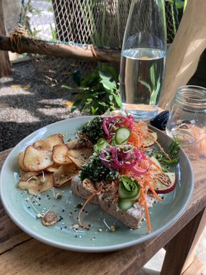 Garden bread dish   at Harmunis Vegan Brunch in Tangalle