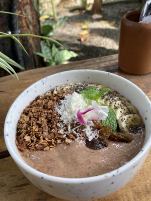 Cacao smoothie bowl   at Harmunis Vegan Brunch in Tangalle