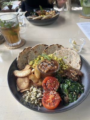Sunrise Rotti + iced tea  at Harmunis Vegan Brunch in Tangalle