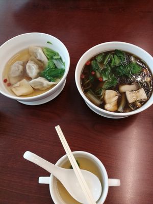 Chinese Herbal Medicine soup (right), Dumplings (left) at Tai Lai in Taipei