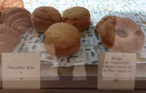 Vegan Pineapple Bun, Vegan Bagel at Maya Bakery & Bar in Hong Kong Island