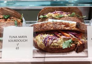 Tuna Sourdough is vegan, made from soy meat. at Maya Bakery & Bar in Hong Kong Island