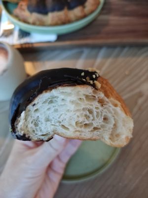 Inside the chocolate croissant at Maya Bakery & Bar in Hong Kong Island