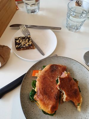 Vegan snickers bar and vegetable toastie at Sprout Eden in Eden