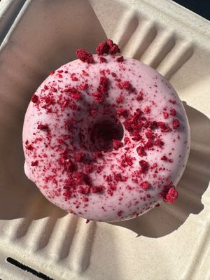 raspberry donut at Sixteen Mill Bakeshop in Brooklyn