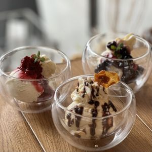 soy milk gelato  at This Is Coffee  in Kani