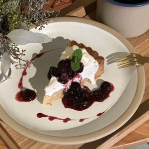 seasonal blueberry tarte  at This Is Coffee  in Kani