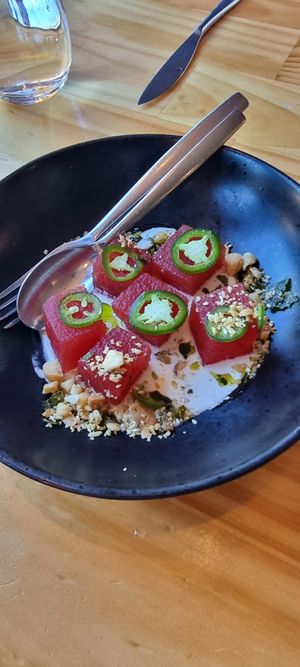 Compressed watermelon at Alma Restaurant in Geelong