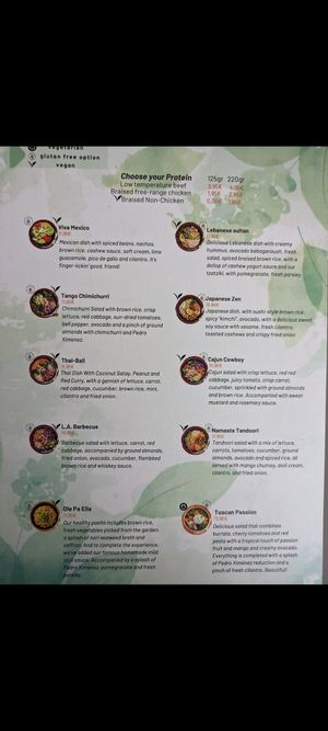English menu at Machamama Botanico in Tenerife