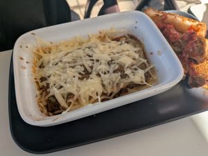 Lasagne at Machamama Botanico in Tenerife