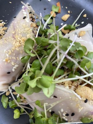 Summer rolls, super tasty sauce  at Machamama Botanico in Tenerife