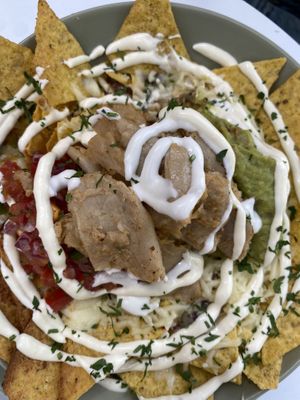 Tacos with fake chicken  at Machamama Botanico in Tenerife