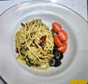 Basil pesto pasta (just a photo from the menu) at Cheese Forest Wood-Fired Pizza & Pasta - 치즈숲 화덕피자&파스타 in Busan
