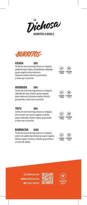 New menu page 1 at La Dichosa in Guadalajara