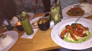 vegan risotto with pumpkin slices at Ginkgo in Frankfurt