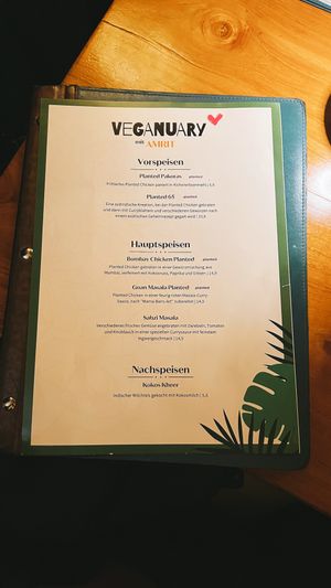 Speisekarte zum Veganuary at AMRIT - Schöneberg in Berlin