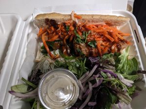 Spicy Bahn Mi (ordered vegan) at The Root Cafe in Little Rock