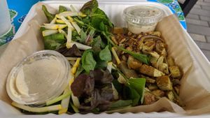 The only vegan breakfast option. Tofu "scramble" with salad. at The Root Cafe in Little Rock