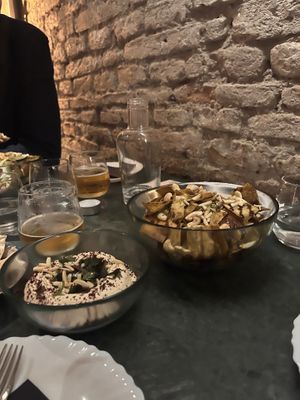 Hummus + fattoush saladd  at Fatouch in Sevilla