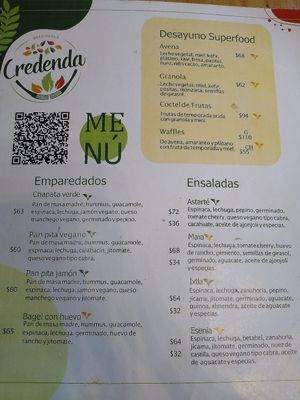 Menu #Veganuary at Credenda in Veracruz
