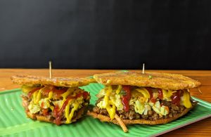 Impossible Vegan Patacón at La Arepa in Portland