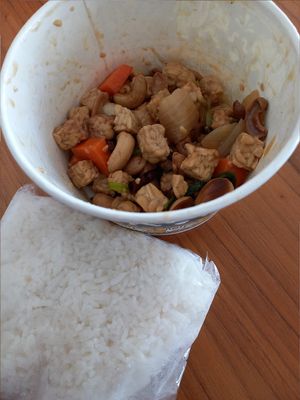 Cashew tempeh stir fry at VEXY Vegan in Bangkok