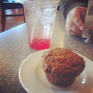 Vegan morning glory muffin and Italian soda.  at Humani-T Cafe - North End in Halifax