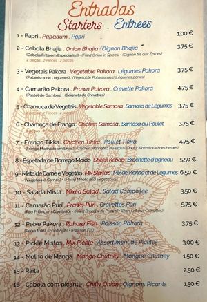 some starters are vegan at Tandoori Flames Indian Restaurant in Quarteira