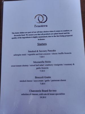 Menu at L'enoteca in Rabat