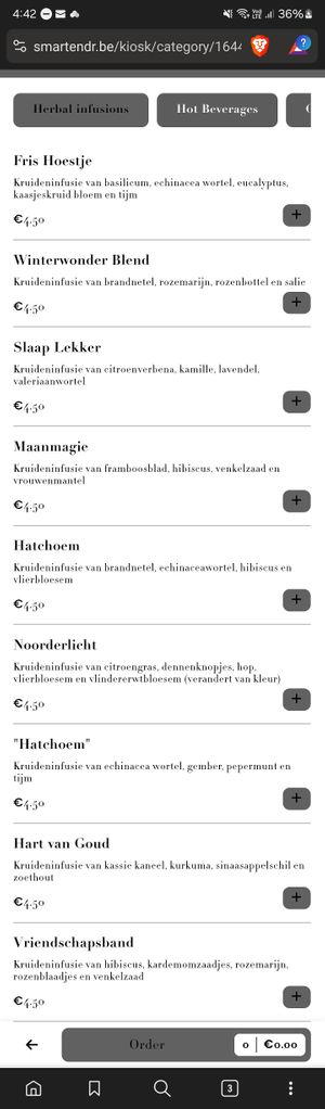 Menu at FIKA LAB in Leuven