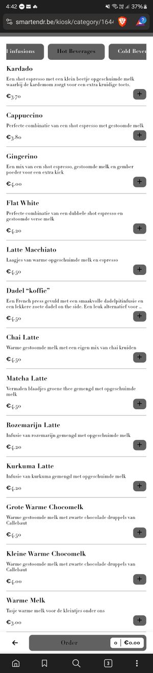 Menu at FIKA LAB in Leuven