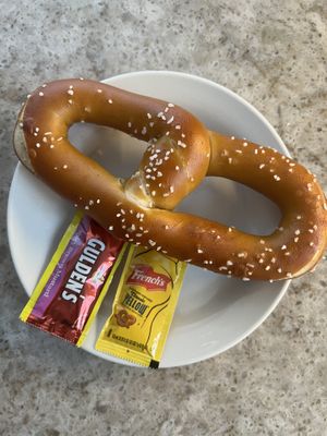 Original soft pretzel with mustard  at DC Pretzel Company in Silver Spring