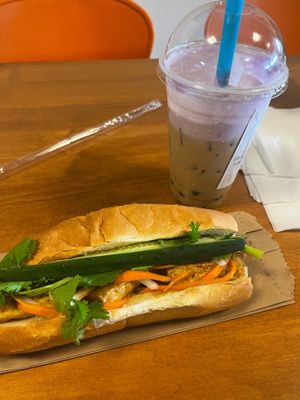 Lemongrass Tofu Banh Mi + Ube Coffee!  at 88 Street Food in Richmond