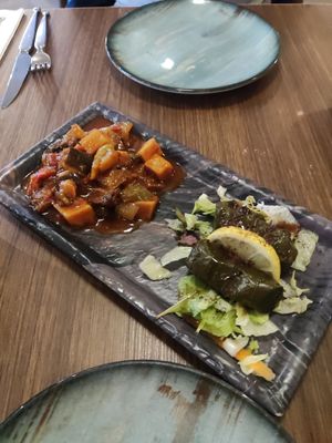 Vine leaves and cold mezze at Akarsu  in Durham