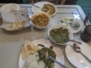 Vegan Sak Aloo, Vegetarian Korma, Vegan Butter Naan at Pure Vegetarian GOPAL in Phuket
